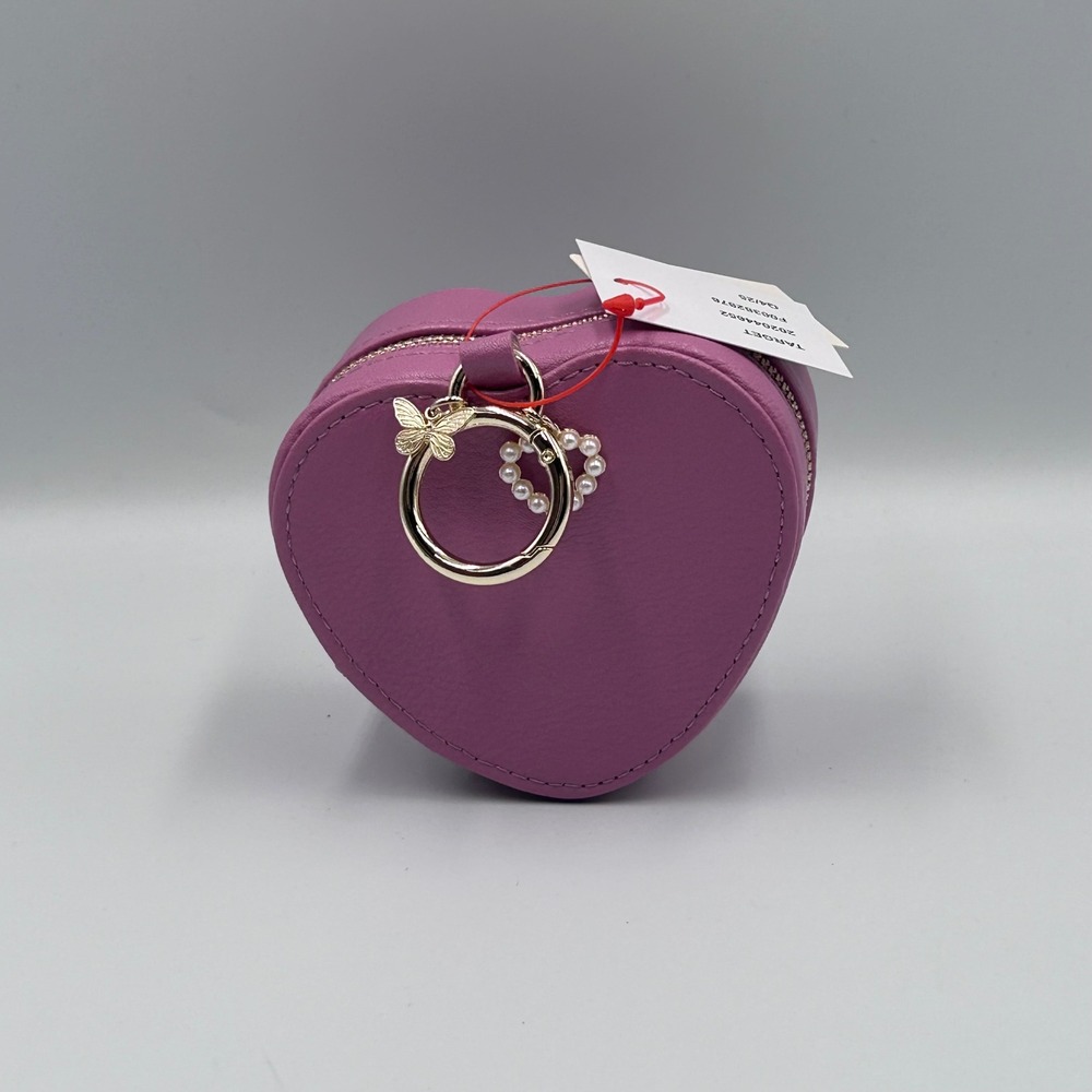 Target Purple Heart Shaped Jewelry Travel Case Butterfly Pearl Charms NWT